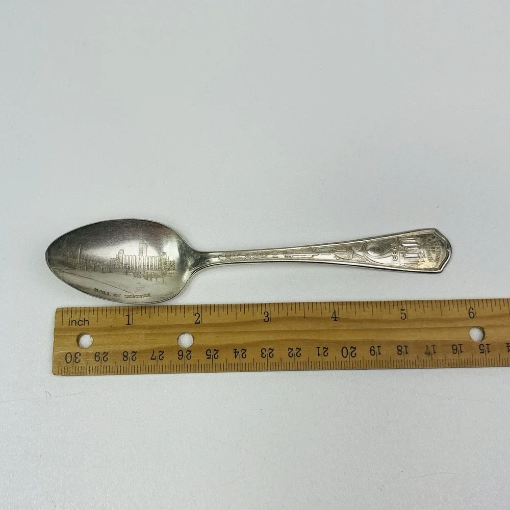 Vtg 1933 A Century of Progress Hall Of Science Silver Plated Souvenir Spoon